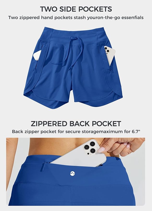 Willit Women's 7" Athletic Running Shorts Long Workout Hiking Shorts Quick Dry High Waisted Active Zipper Pocket(3X-Large)