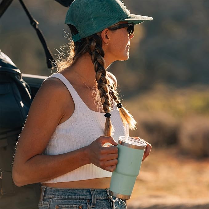 YETI Rambler 25 oz Tumbler with Handle and Straw Lid, Travel Mug Water Tumbler, Vacuum Insulated Cup with Handle, Stainless Steel, Wetlands Brown