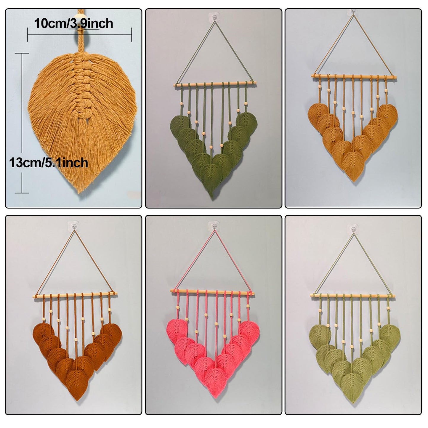 JUXDZISHW Natural,Macrame Wall Hanging Leaves Chic Woven Leaf Tassels Decoration Cotton Ornaments Tapestry Room Decor Modern Bohemian Handmade Feather Wall Art Decorations for Apartment Backdrop