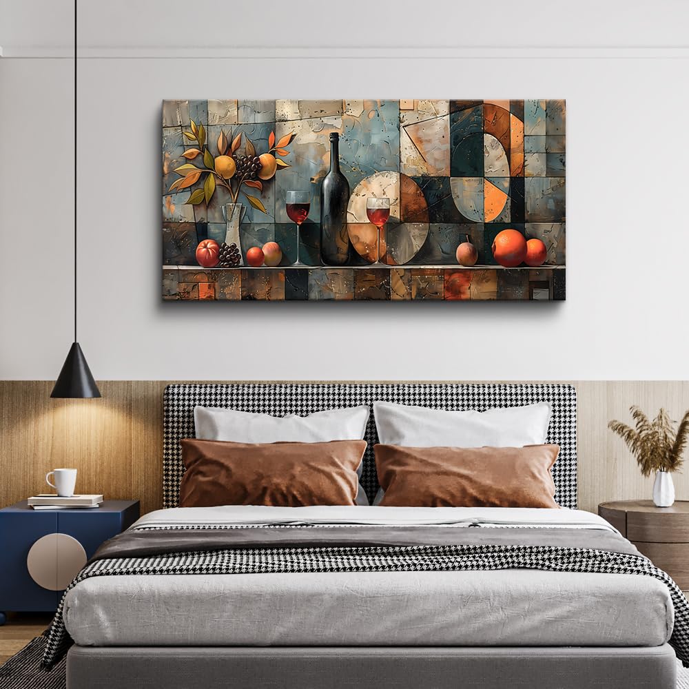 KELIYUAN Wall Art For Kitchen Wall Decor For Living Room Dining Room Decorations Wine Glass Wall Painting Still Life Abstract Pictures Artwork Ready To Hang bar Wall Posters Home Decor 20"x40"