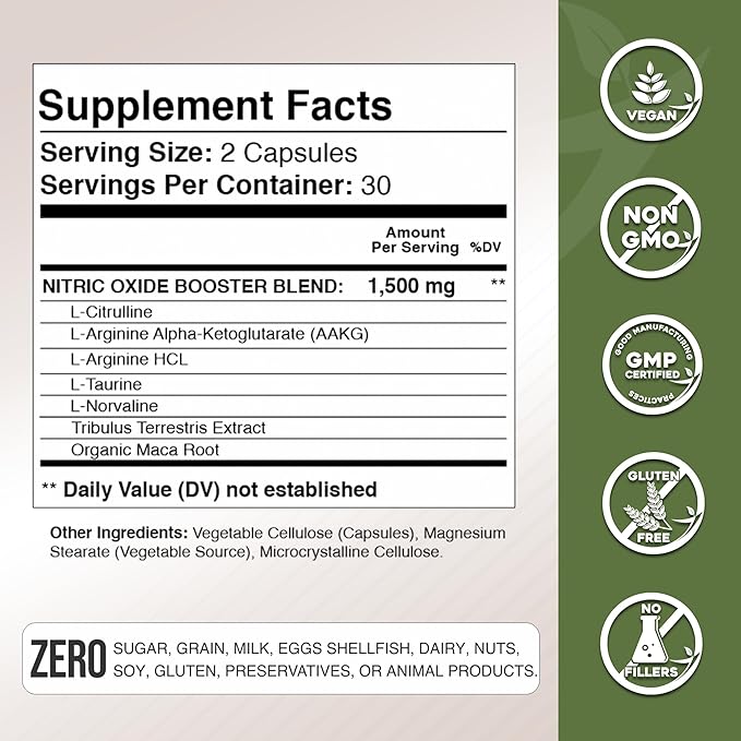 Gade Nutrition Nitric Oxide Supplement - L Arginine Capsules ??Helps to Improve Energy, Endurance & Performance - Pre Workout - Muscle Builder - with All Essential Amino Acid and Maca Root