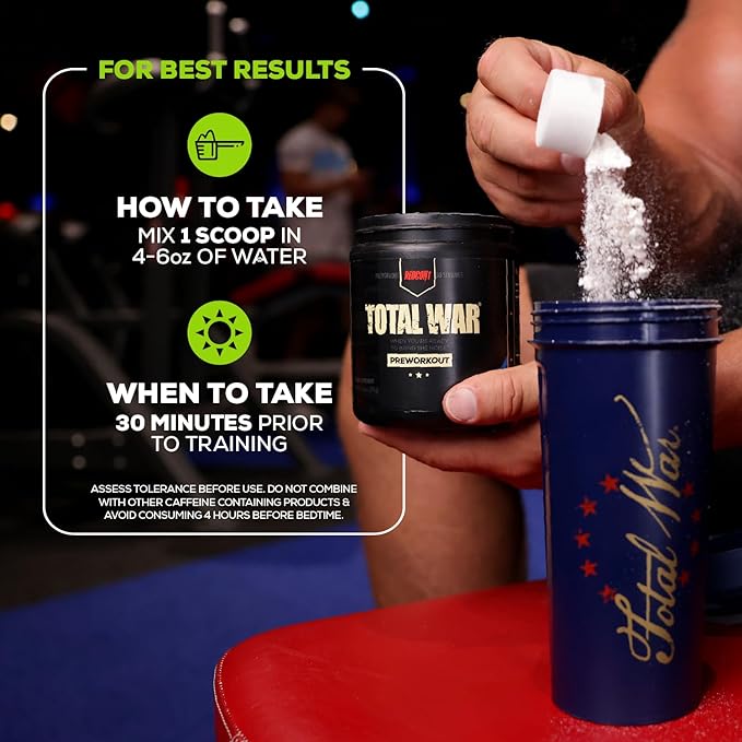 REDCON1 Total War Pre Workout, Sour Gummy Bear - Fast Acting Caffeinated Preworkout for Men + Women with Beta Alanine - Contains Citrulline Malate for Increased Pump, Blood Flow (30 Servings)