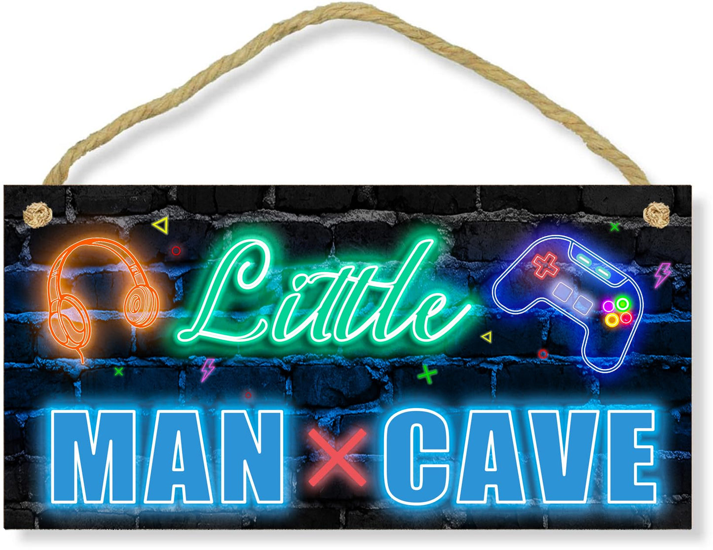 XIULUAN Gaming Room Decor Boys Stuff Kids Game Playroom Decorations Door Signs For Gamer Room Little Man Cave Wall Sign 10x5 Inches, Blue