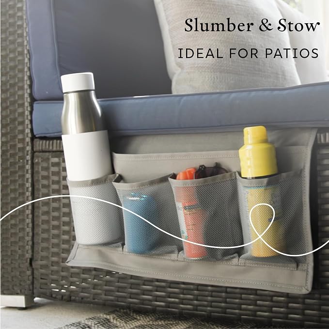 Houseify Slumber & Stow Hanging Bedside Caddy - 5 Pocket Bed Caddy Organizer for Tablets, Magazines, Phone, Glasses, Remotes & More - Ideal Storage For Dorm, Bedroom & Living Areas - 10"x17.3"