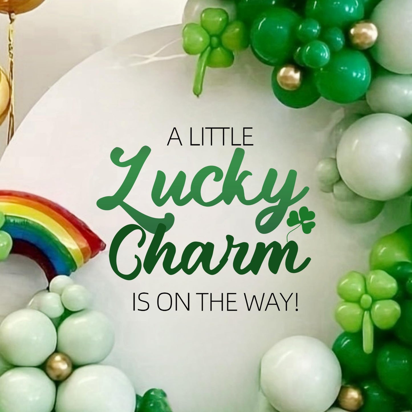 A Little Lucky Charm Decal for Baby Shower Decorations - St Patrick's Day Gender Reveal Sign Decal, Green Shamrock Theme Baby Shower Party Decal Sign for Balloon Arch, Backdrop