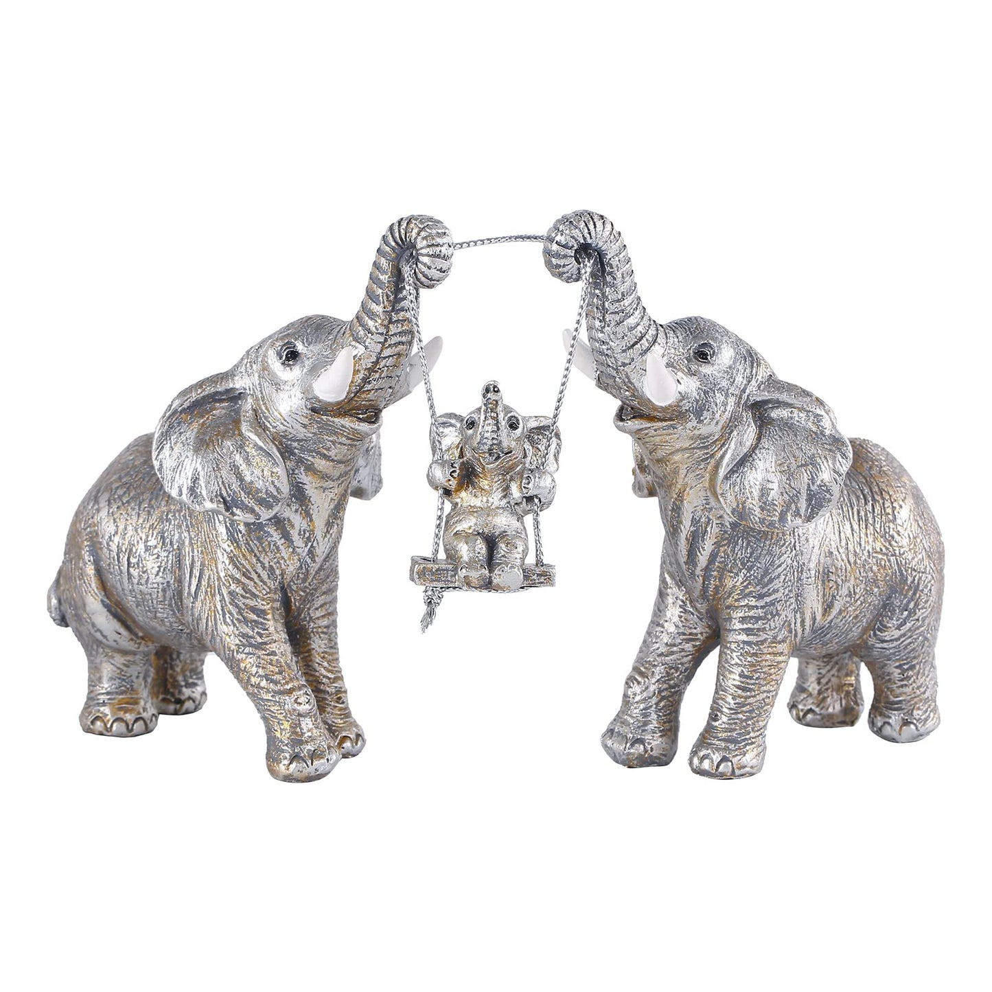 TOHLUCS Elephant Statue.Silver Elephant Decor for Women,Mom Gifts.Elephant Figurines Brings Good Luck.Decoration Ornaments for Living Room,Table Centerpiece, Shelf, Office Decor (Silver)