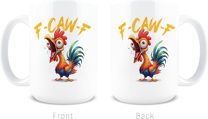Hogg F Caw F Coffee Mug, 15 oz Ceramic Hidden Message Coffee Cup, Fcawf, Fcawf Mug, Rooster Cup, F-Caw-F, F-Caw-F Gifts, Gag Gifts Funny Adult, White Elephant Ideas