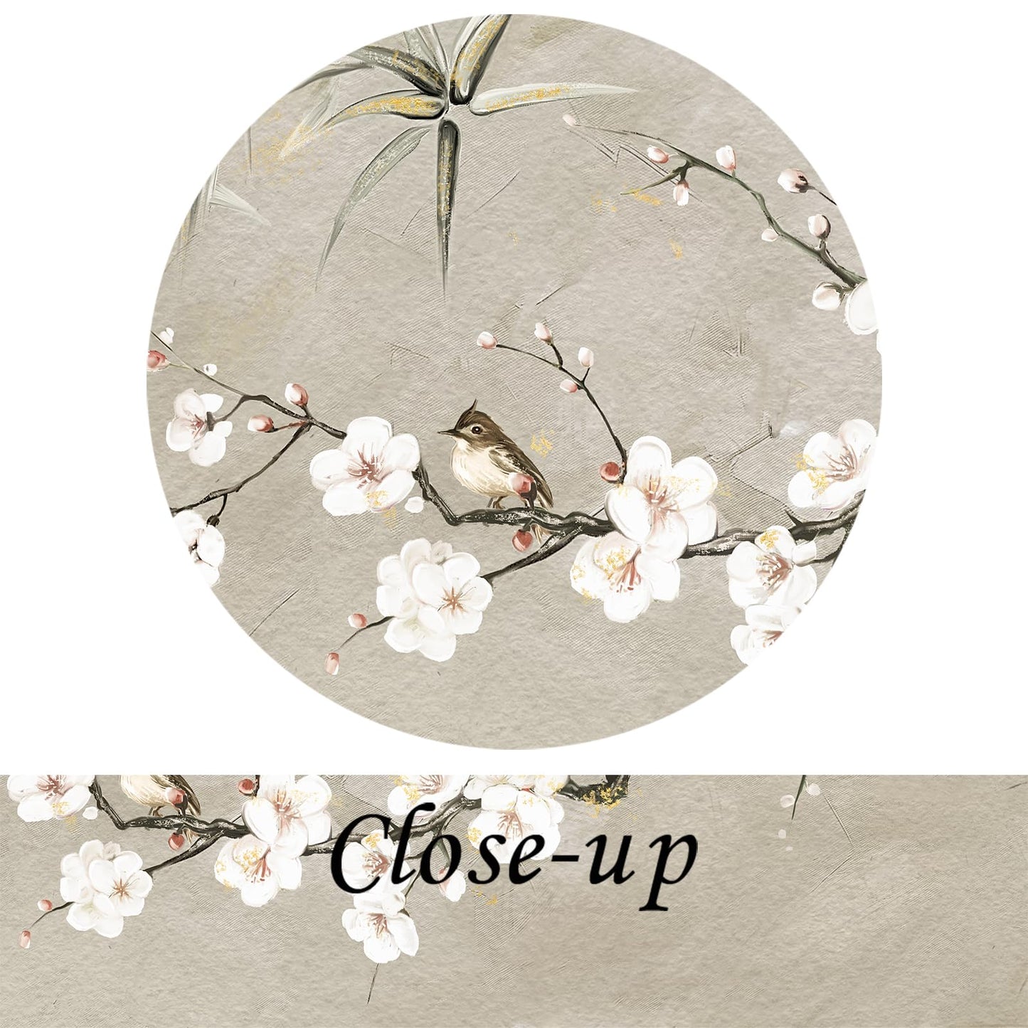 KREATIVE ARTS Large Bamboo Plum Blossoms Chinese Traditional Wall Art Canvas Painting with Birds, Black Grey Gold Print, Modern Home Living Room Decoration, 20x55 Inches