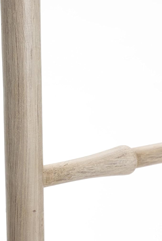 LuxenHome Rustic Blanket Ladder, 61'' Birch Wood 4-Rung Blanket Ladder, Farmhouse Towel Rack Stand for Bathroom Living Room Decor, Towel Holder House Furniture, Home Decor Accessories
