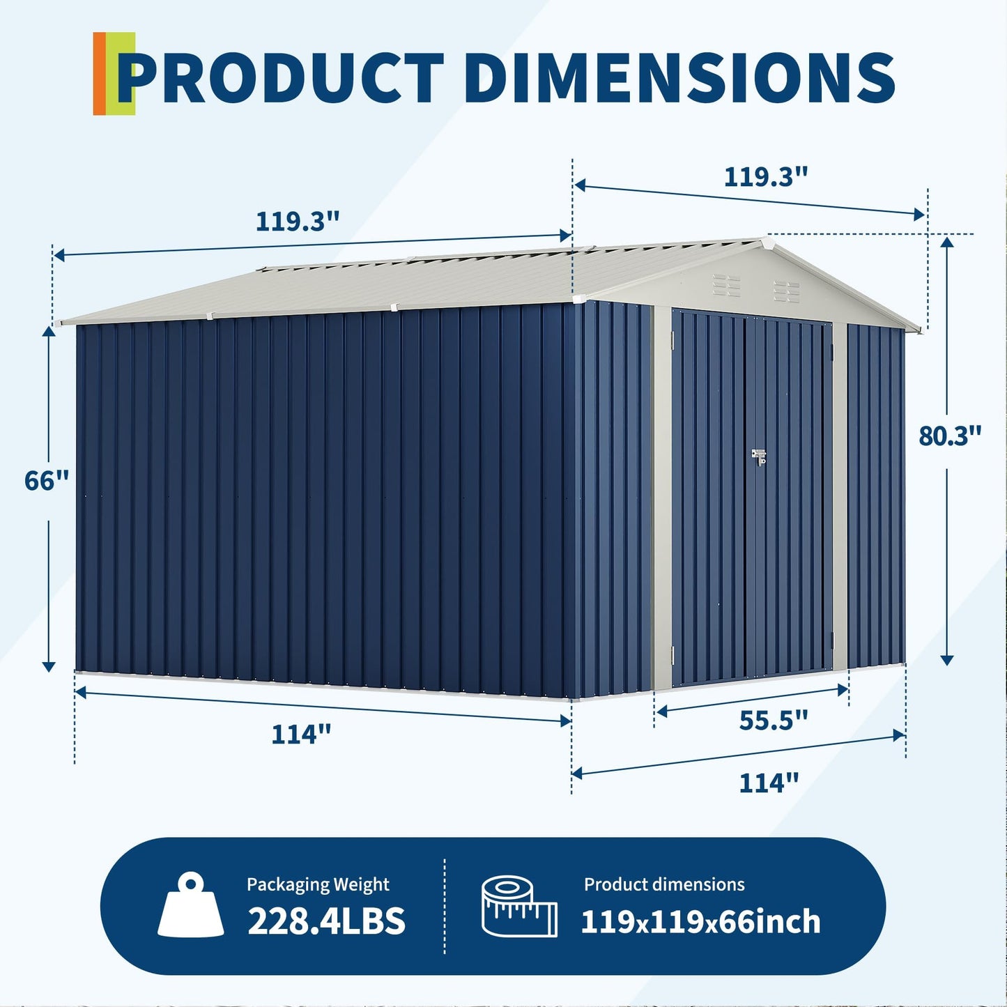 10 X 10 FT Outdoor Storage Shed,Metal Garden Sheds&Outdoor Storage, Lockable Gable Roof Garden Tool Shed, All-Weather Resistant Storage Unit for Bikes, Ladders, Patio Supplies & Garden Essentials