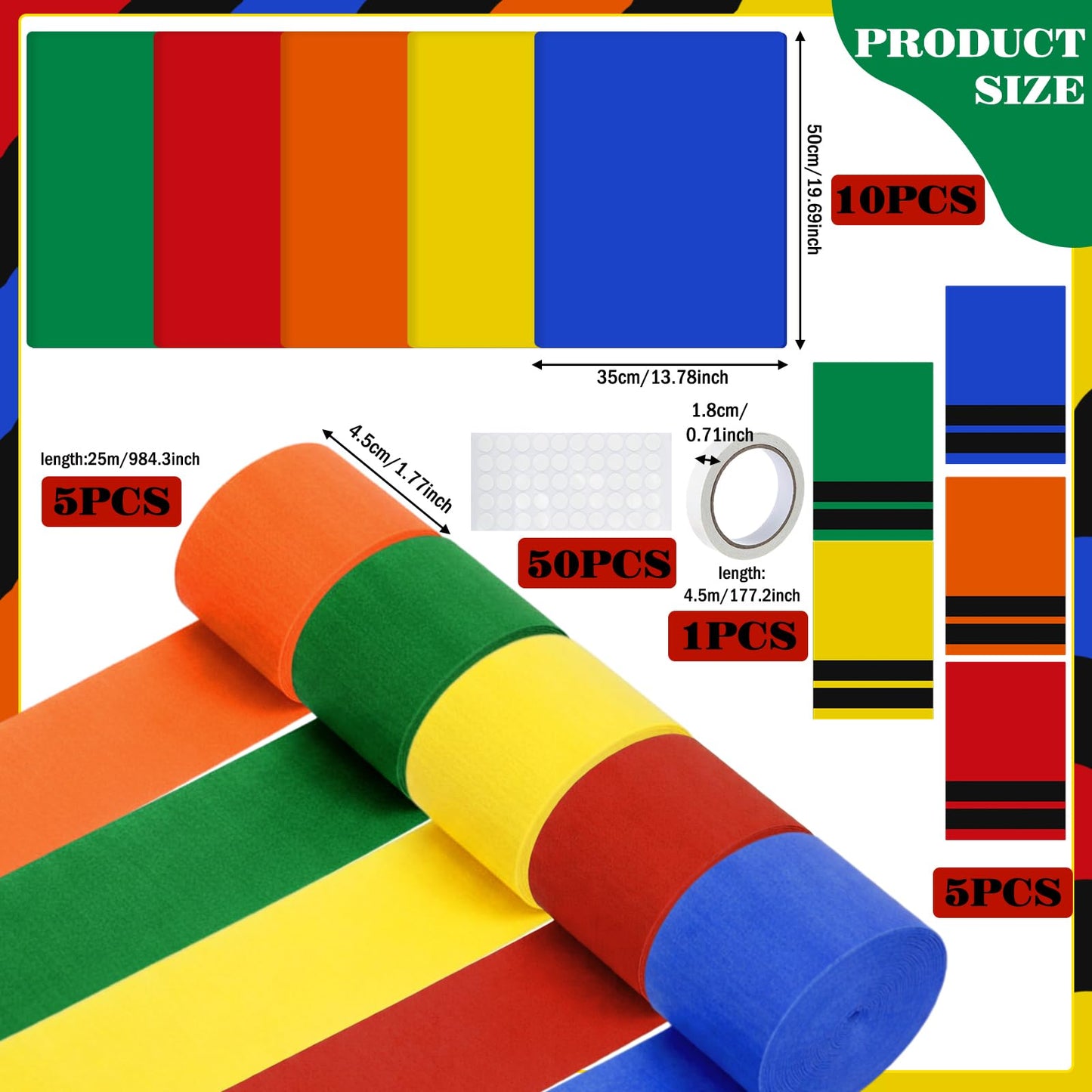 Eaasty 5 Sets Rainbow Crayon Classroom Decor Giant Crayon Chain Garland Streamers DIY Hanging Classroom Art Preschool Kindergarten Graduation Decor for Back to School Daycare Playroom Home School