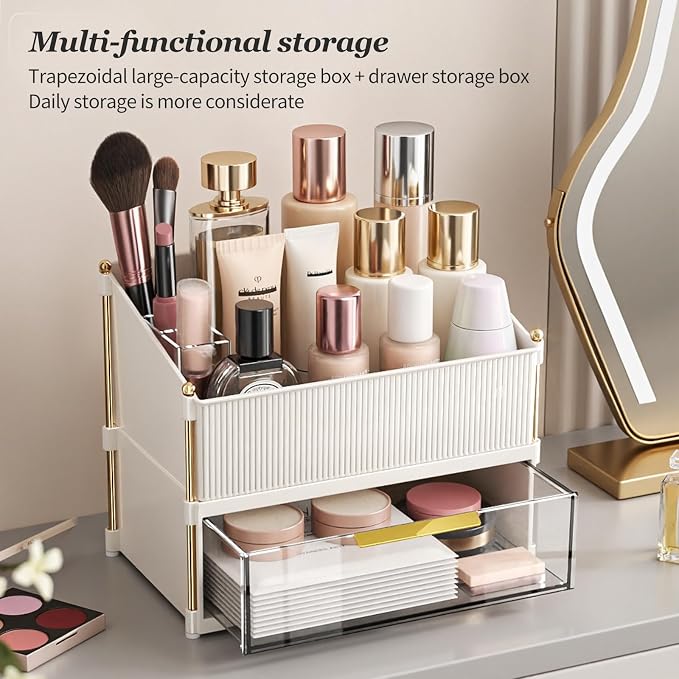 Modular Makeup Organizer, Clear Acrylic Cosmetic Storage Box with Drawer, Vanity Countertop Organizer for Makeup, Skincare and Beauty Accessories – Multiple Styles