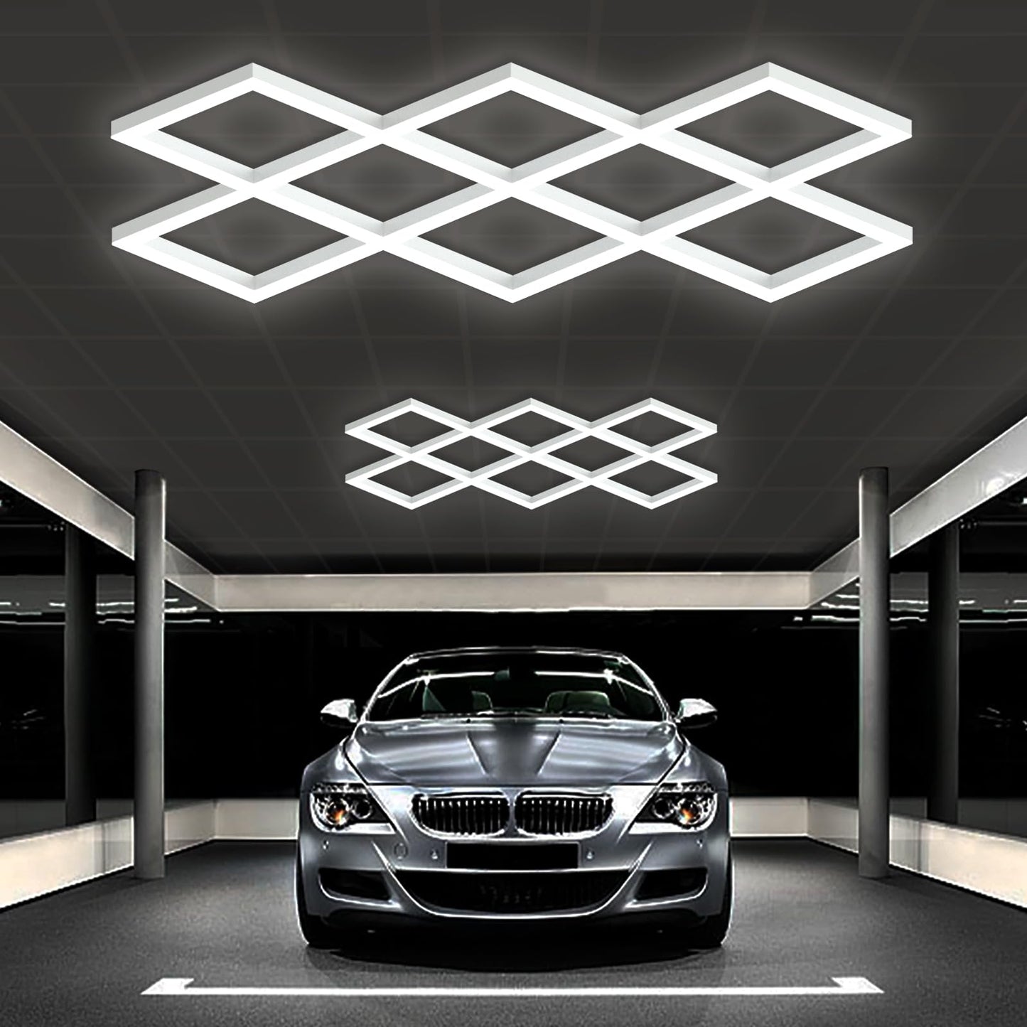 Ofenrd Hexagon LED Garage Lights 8 Hex Ultra-Bright Strip Lights New Updated Diamond Commercial Lighting for Garage Car Detailing Barber Shop Gym Warehouses Basement.