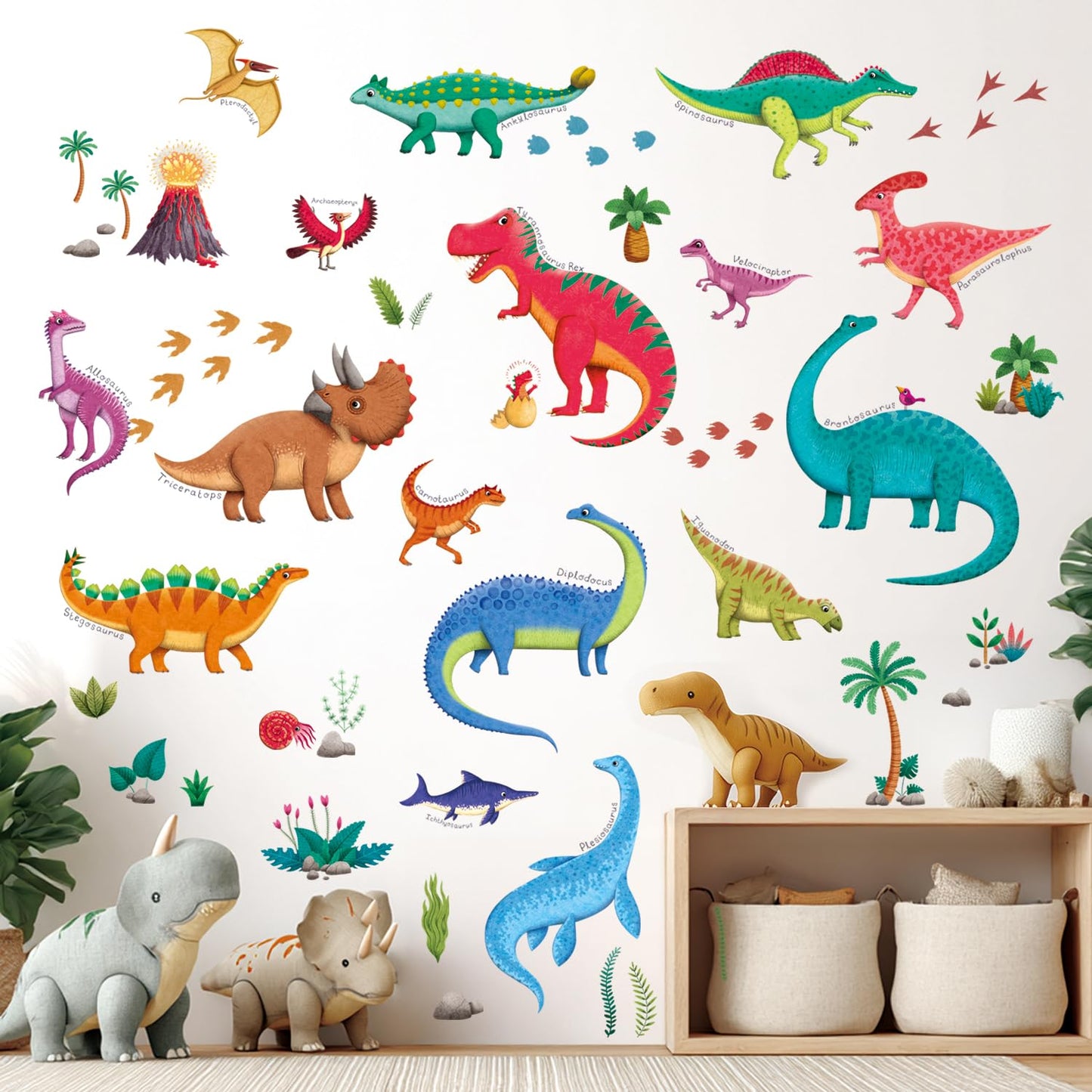 DECOWALL DS9-2115 Large Dinosaur Wall Decals Dino Stickers for Kids Boys Baby Nursery Bedroom Living Room Classroom Playroom Home Decor Art Decoration