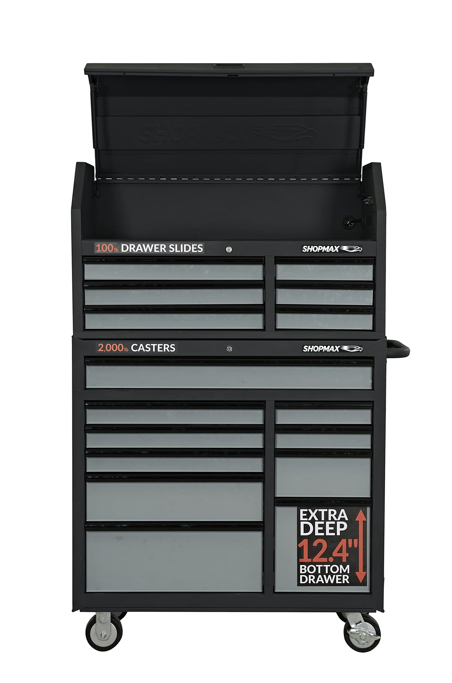 SHOPMAX 41″ 16-Drawer Tool Chest and Rolling Cabinet Combo, Black, (94106R2-10S7)