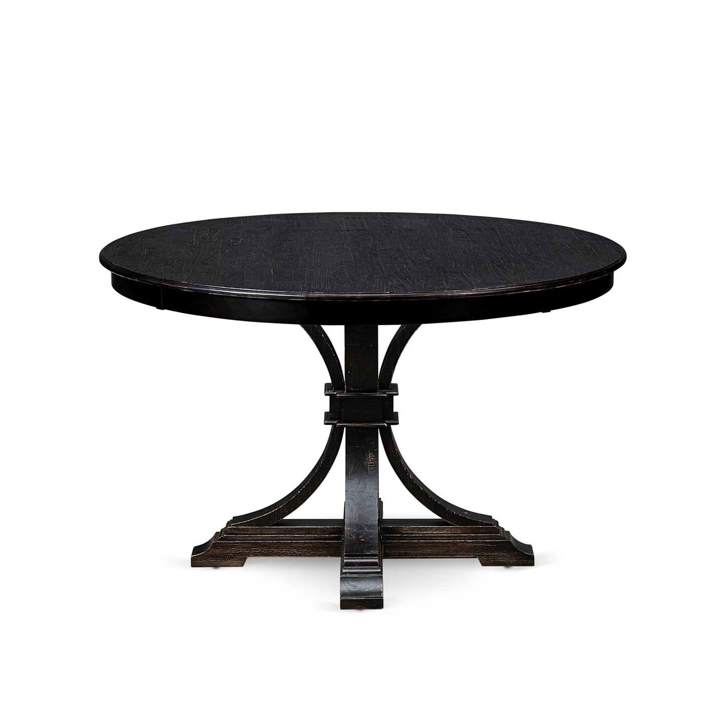 Luxe by East West Furniture FE7-11-TP Kitchen Table with Acacia Wood Round Tabletop and Stylish Pedestal Base - Sand Blasted Black Finish
