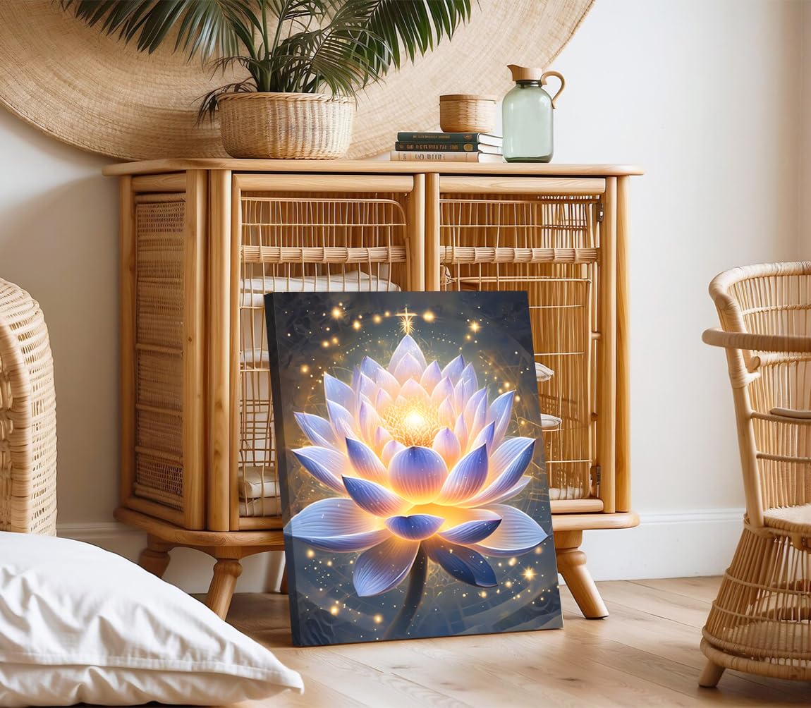 LNLAGBO Framed Spiritual Lotus Flower Wall Art Decor,Zen Office Decor Meditation Poster Spa Room Meditation Wall Decor Pictures for Bathroom Office Yoga Home Decorations(12"X16")