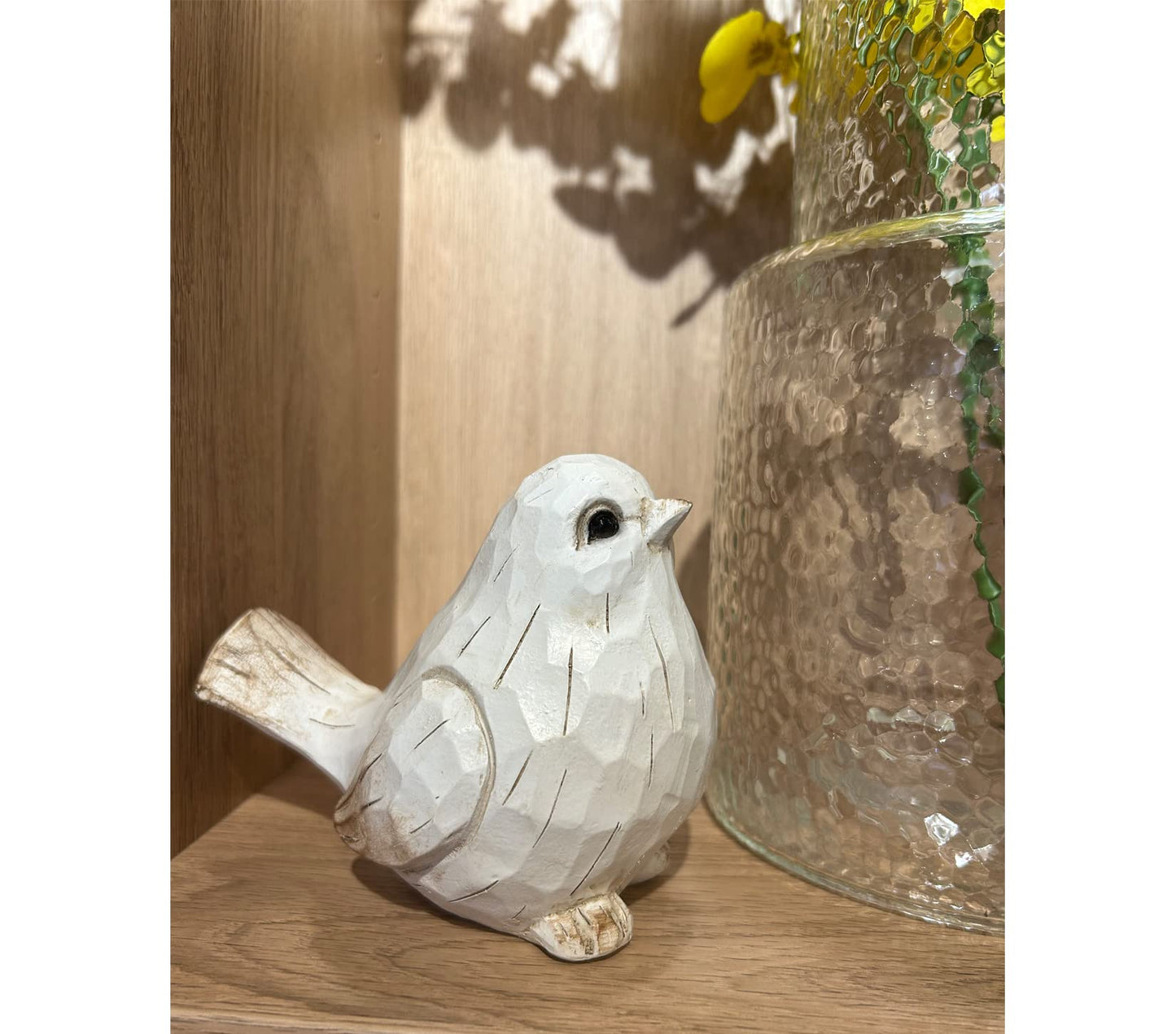realideas New White Modern Farmhouse Bird Figurine, Bird Statue Sculpture - Carved Rustic Distressed Animal Bird Ornaments - Home Decor Accents Collectible Bird Figurine | Spring