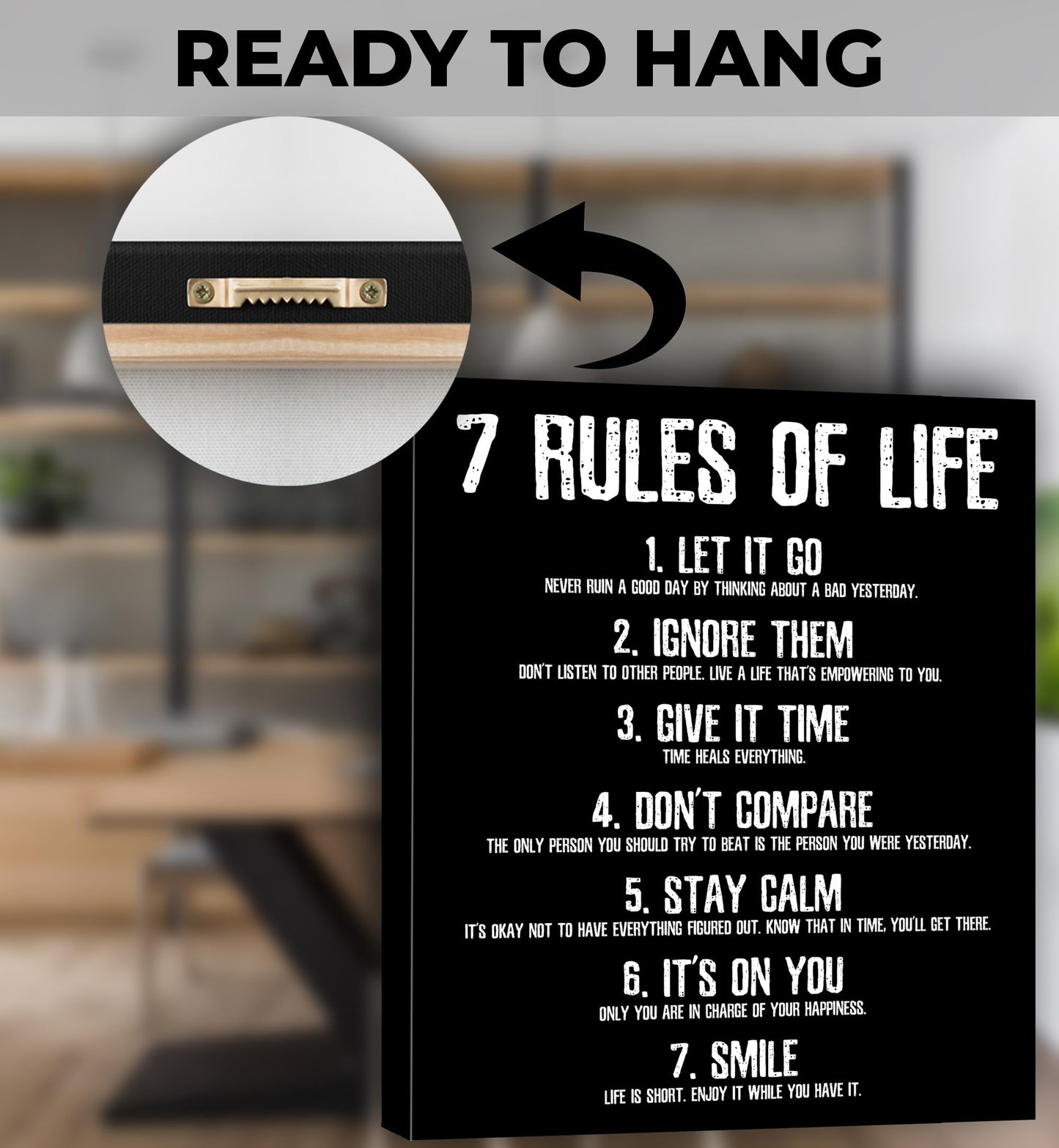 HoneyKICK Motivation Poster 7 Rules Of Life 11 x 14 In Unframed Cardstock, Minimalist Black And White Motivational Wall Art, Inspirational Posters And Motivational Posters For Office, or Home