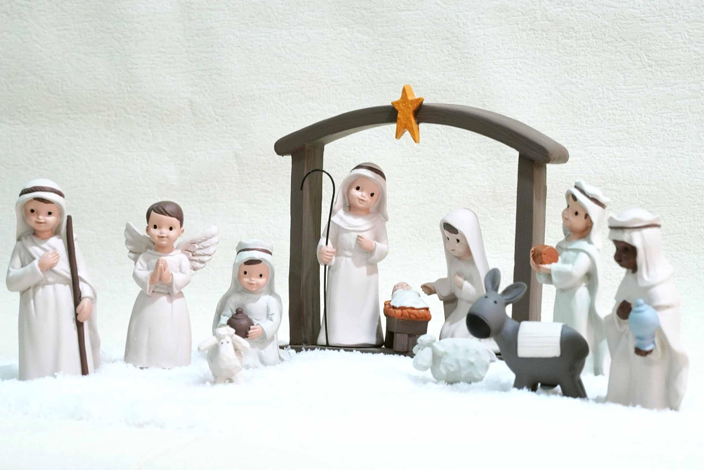 ENNAS Little People Nativity Set – 12-Piece Mini Christmas Nativity Scene Set, Indoor Holiday Manger Figures for Tabletop Decor, White Nativity Figurines