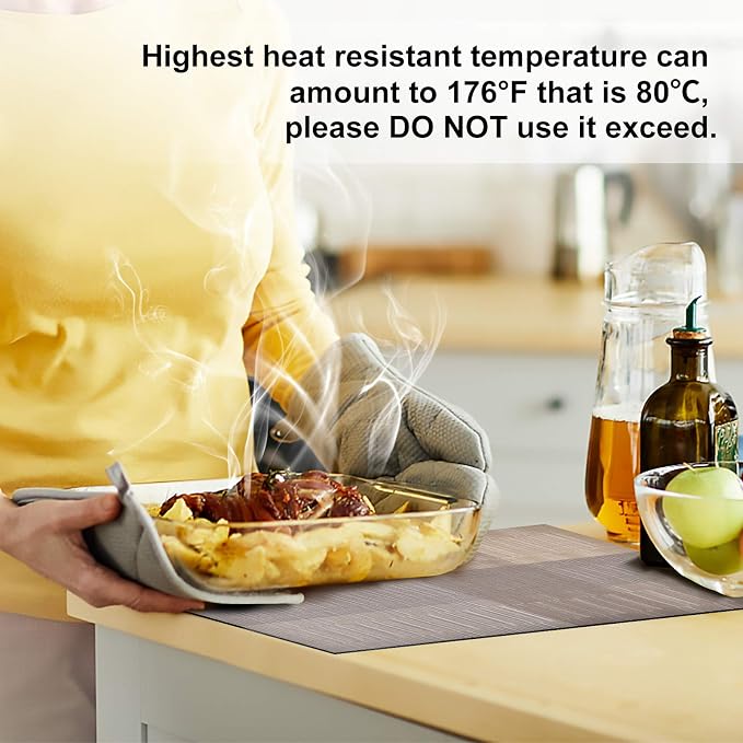Aofmee Placemats, Placemats Set of 6, Heat Resistant Place Mats, Washable PVC Table Mats, Woven Vinyl Plastic Placemats for Dining Table, Non-Slip Stain Resistant Kitchen Table Placemats Easy to Clean