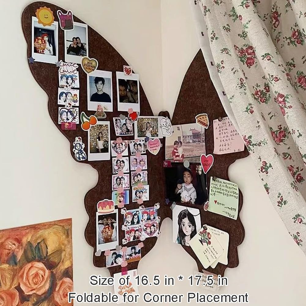 OULIGET Butterfly Cork Boards,3D Foldable Butterfly Wall Collage Kit,Wall Mount Bulletin Display Pin Board for Notes Photos and DIY Wall Decor,With Pushpins