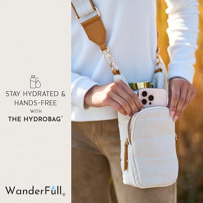 WanderFull® Original HydroBag® Collection, Water Bottle Holder w/Strap & Phone Pocket, Hands-Free Crossbody Water Bottle Bag
