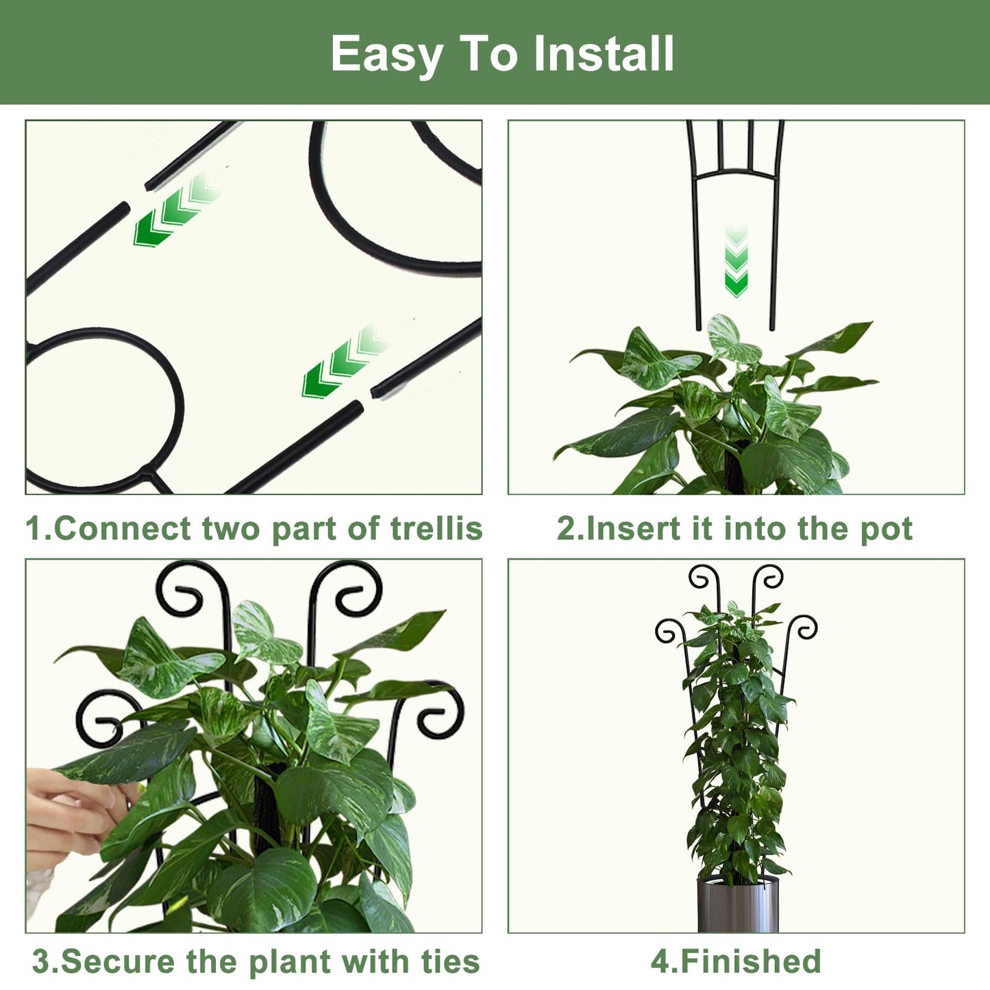 32.6in Monstera Plant Support Stakes for Indoor Plants, Metal Garden Plant Trellis for Climbing Plants, Pothos Vine Snake Climber Support，4p