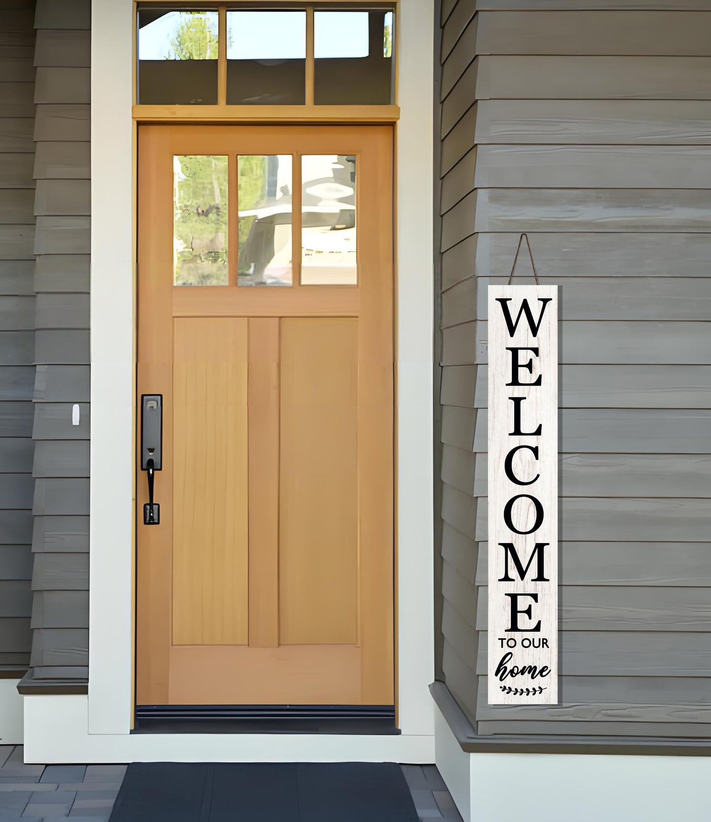 Vertical Wood Welcome Sign for Front Porch Vertical Decorative Sign Front Door Outdoor Indoor Welcome Sign 47.2x7.8 Inch Large Farmhouse Style(White)