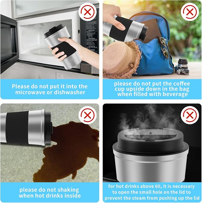 CS COSDDI 12 oz Stainless Steel Vacuum Insulated Tumbler - Coffee Travel Mug Spill Proof with Lid - coffee Cup for Keep Hot/Ice Coffee,Tea and Beer