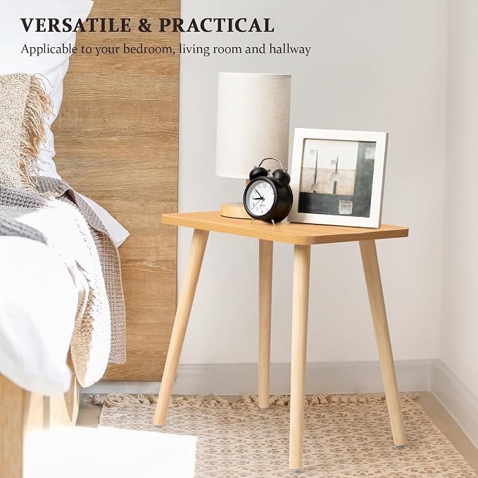 FORAOFUR Side Table, Modern Small End Table, Wood Nightstand for Living Room, Bedroom and Balcony, Rectangular Accent Table Home Decor, Easy Assembly, Natural