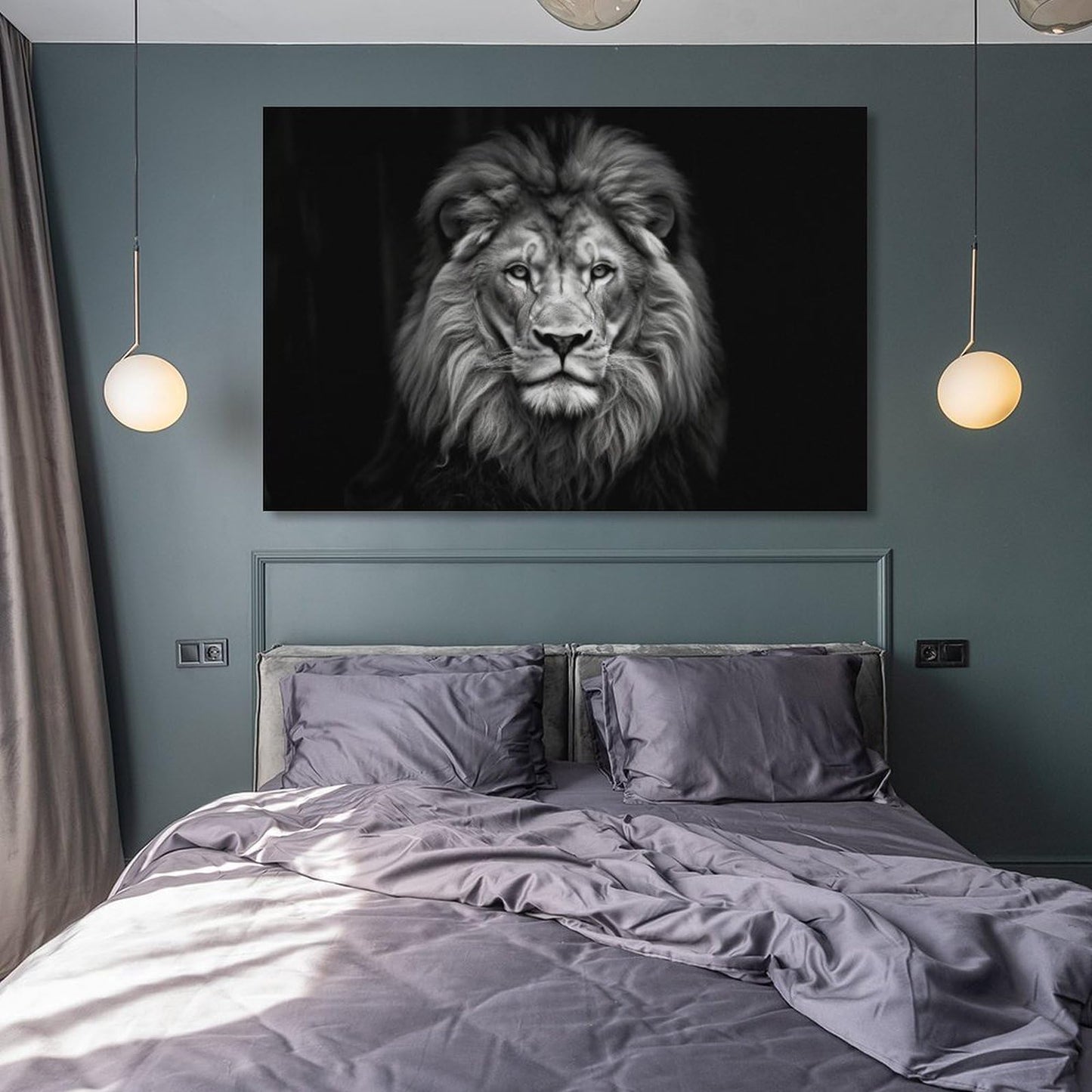 FeoYoed Wall Art Posters Lion Wild Animal African Lion On Black Background Modern Aesthetic Decor Prints for Bedroom Living Room Office with Premium Fade Resistant Canvas 12x18inch(30x45cm)