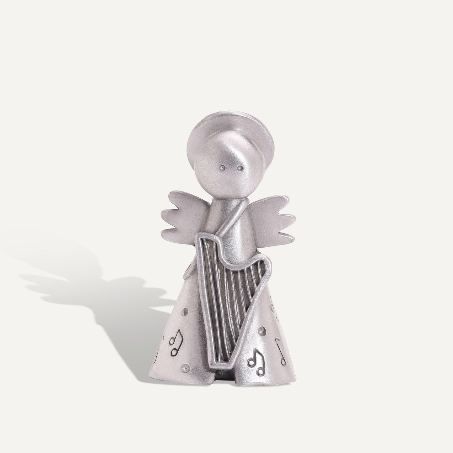 LISA LEONARD DESIGNS Pewter Angel with Harp Nativity Figurine Handmade Festive Miniature Ornaments Holiday Home Décor Christian Collectible Decoration Spiritual Christmas Scene Display Accent