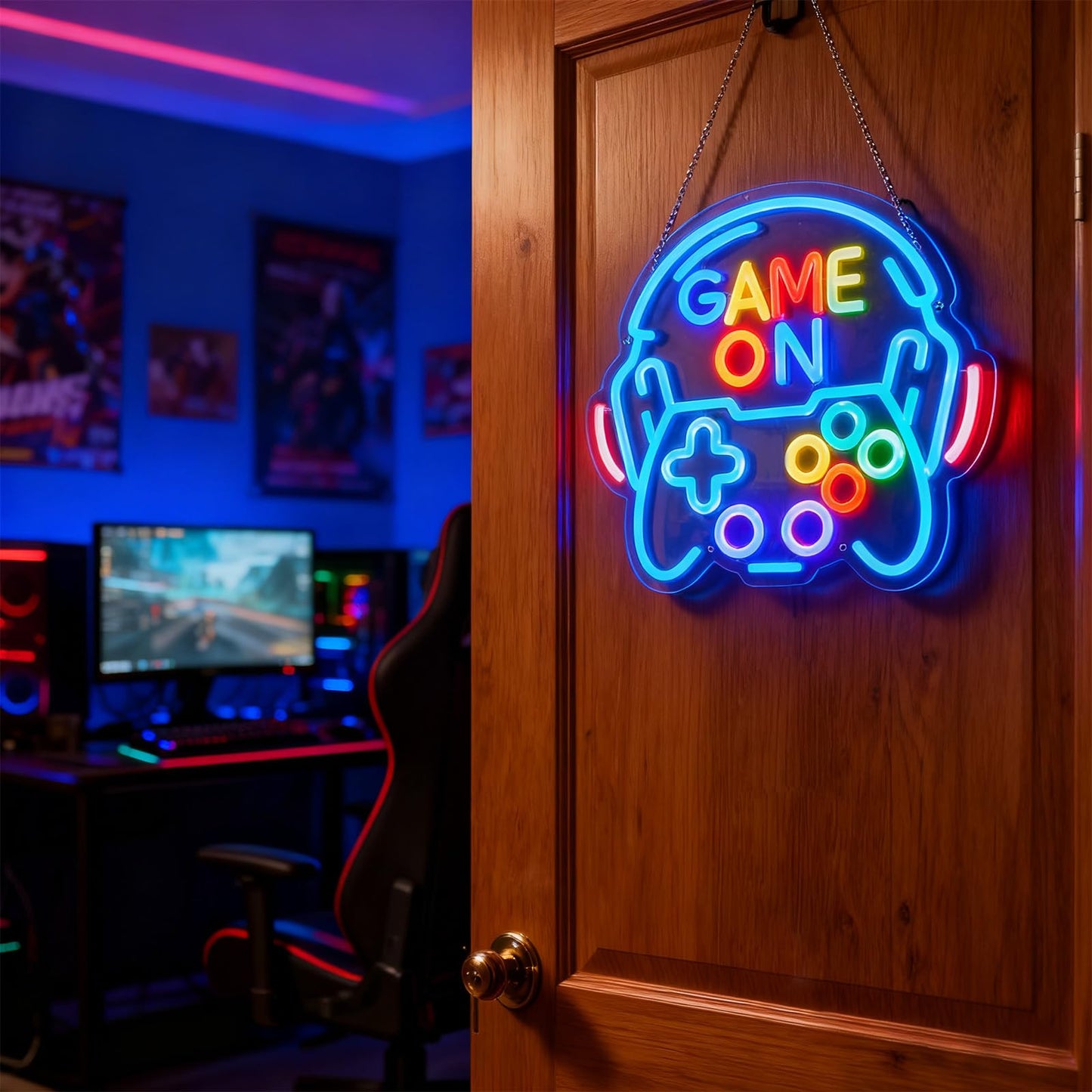 Dimmable Gamer Neon Sign, Game Controller Shaped LED Neon Sign for Gaming Room Decor, 15"x13" USB Powered Adjustable Brightness Gamepad LED Sign for Boys Room, Cool Gamer Gift for Teens and Kids