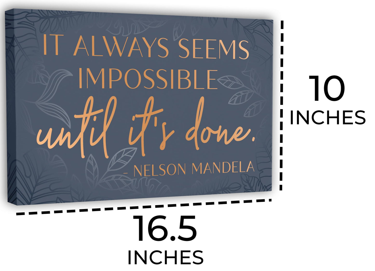 It Always Seems Impossible Until It's Done Wall Art, Nelson Mandela poster Inspirational Wall Art Decor Framed Canvas Poster 10 x 16.5 Inch, Positive Pictures For Office Bedroom Living Room