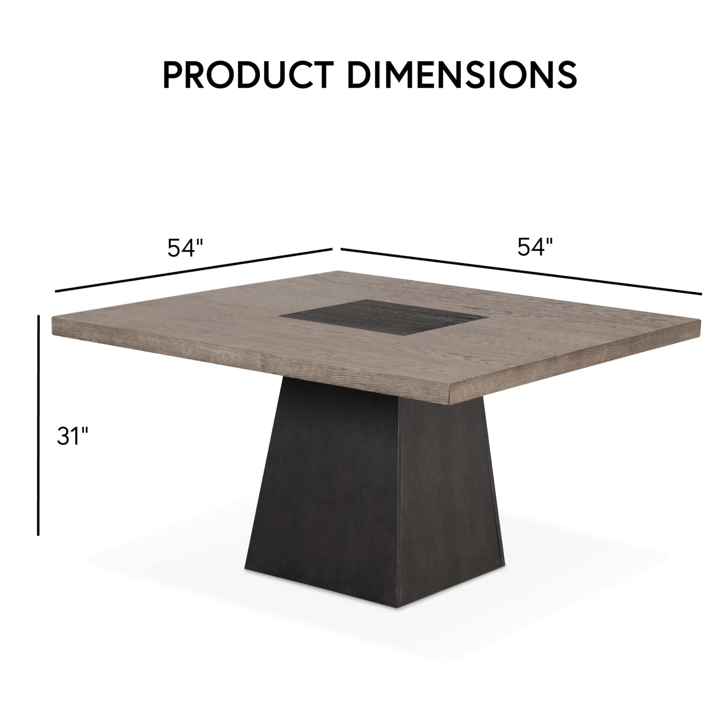 Furniture of America Demi Modern Solid Wood 54-inch Square Dining Table with Cone-Shaped Pedestal Base, Two-Tone Design, Seats up to 4, for Home Kitchen, Living Room, Dinettes, Rustic Oak/Dark Walnut