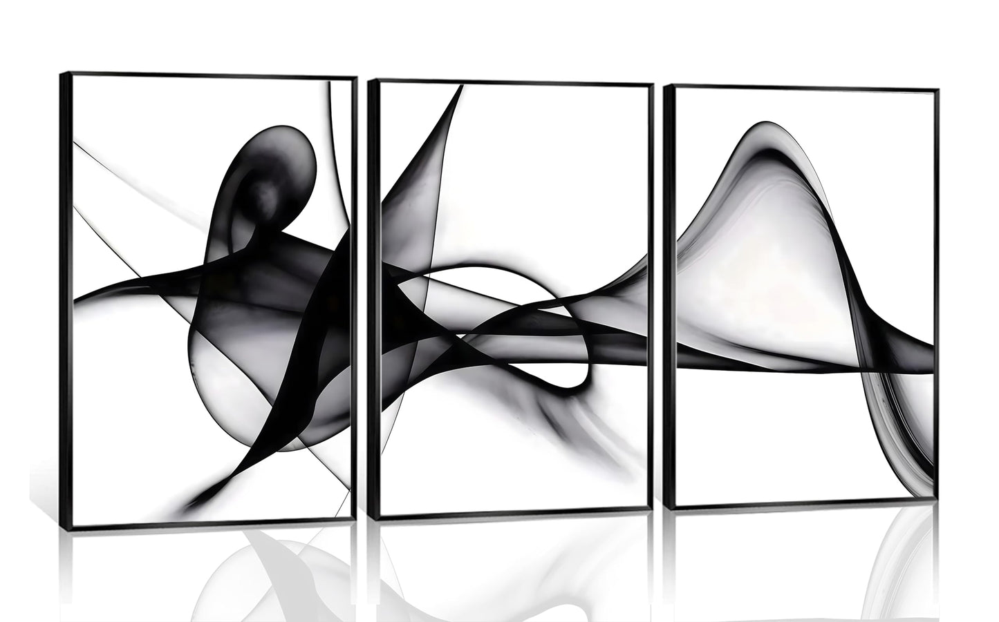 YCXDMJ 3 Panels Black White Abstract Canvas Wall Art Fluid Line Movement Prints Posters and Paintings Modern Pictures Wall Decor for Living Room Bedroom Office Decoration Unframed