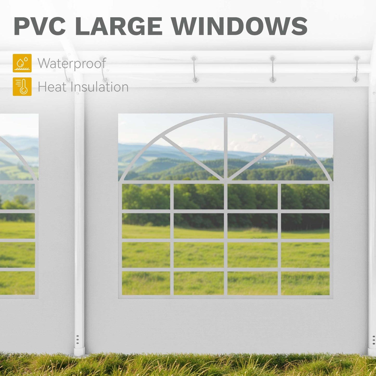 DWVO 20x30FT Heavy Duty Party PVC White Tent Wedding Event Shelters Upgraded Galvanized Ripple Canopy with Large Roof Removable Sidewalls & 2 Storage Bags