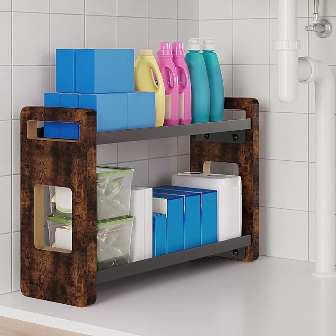 Bathroom Organizers and Storage,Bathroom Counter Organizer,Bathroom Counter Shelf,Bathroom Sink Organizer,Vanity Organizers,Vanity Storage,Perfume Display,Perfume Storages(Brown 2 Tier)