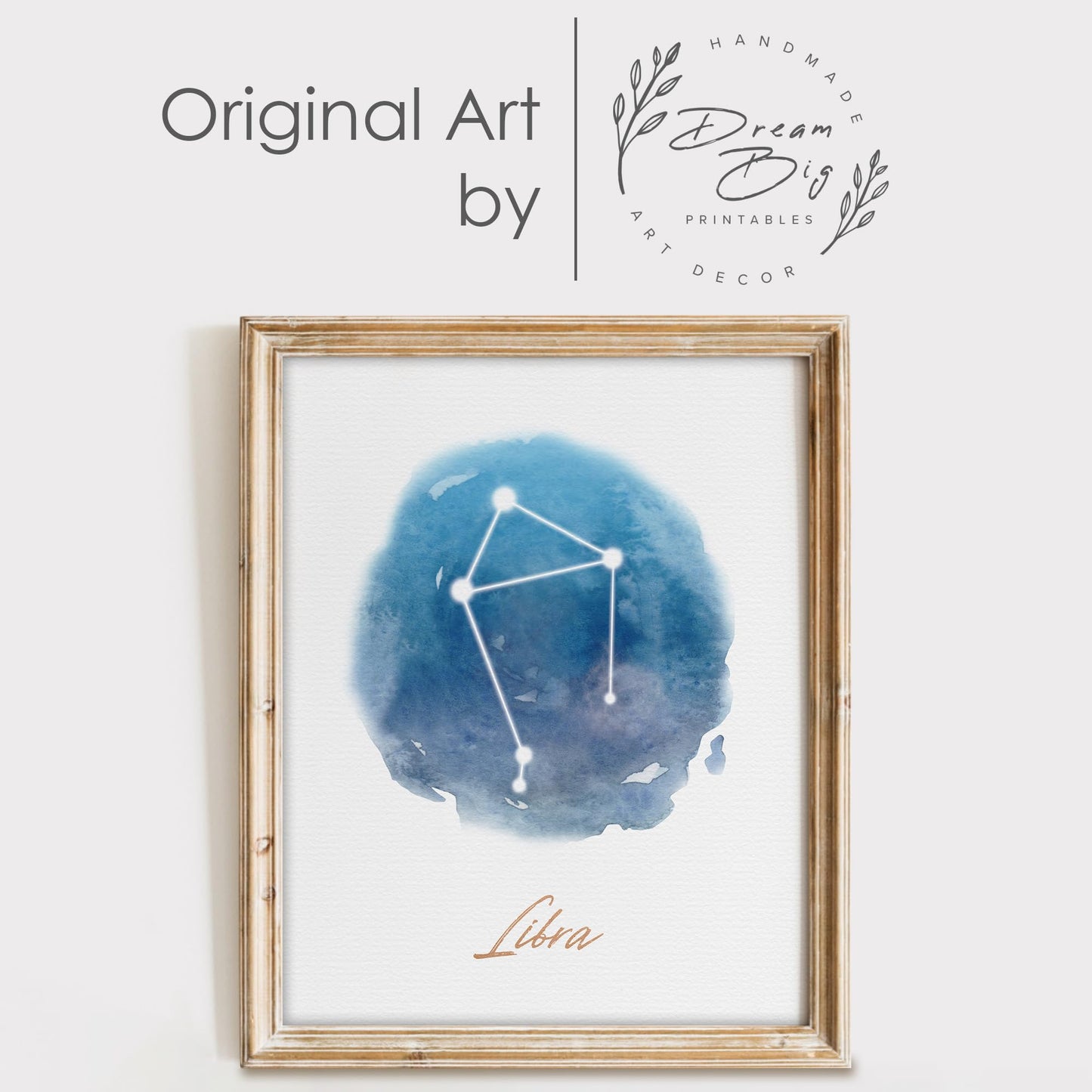 DREAM BIG PRINTABLES Libra Constellation Art Print - 8x10 (Unframed) | Zodiac Star Sign Wall Decor for Astrology Enthusiasts