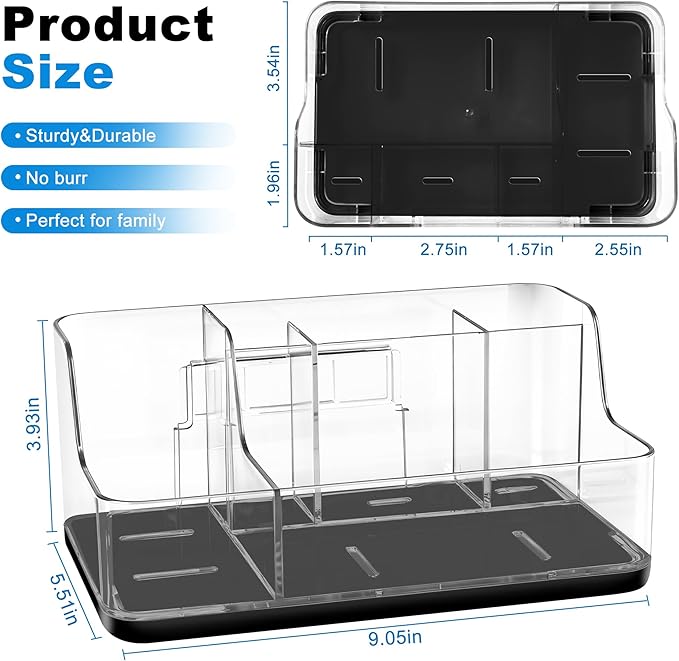 Black Cosmetic Storage Box Dressing Table & Bathroom Counter Storage Lipstick & Brush Beauty Organizer Dressing Table Skincare Organizer Suitable for Bathroom, Living Room, and Kitchen Storage