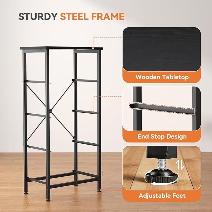 Sweetcrispy 4 Fabric Drawer Small Dresser, Bedside Nightstand with Wooden Top Sturdy Frame, Entryway Closet Bedroom Storage Cabinet Furniture for Dorm,Black