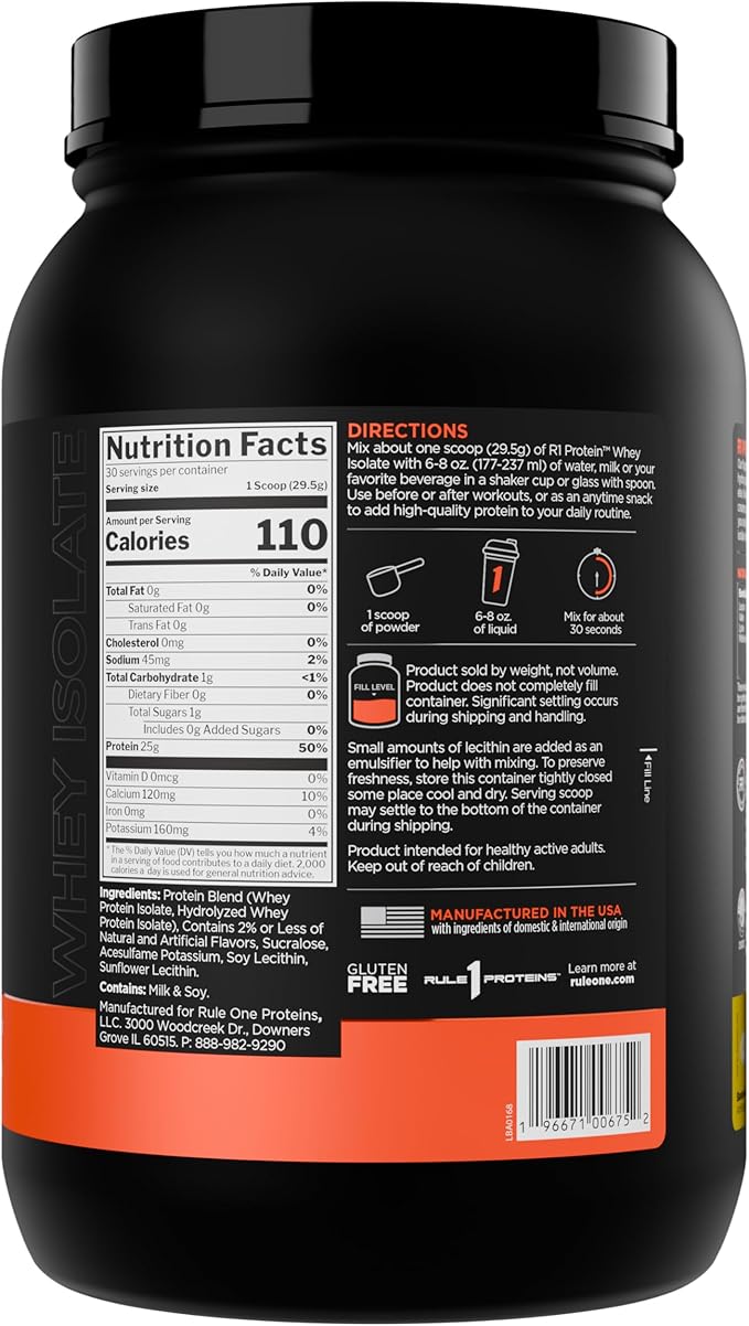 Rule 1 R1 Protein Whey Isolate - with 25g Protein & 6g BCAA Exclusively from Isolated & Hydrolyzed Sources for Workout Recovery (2 Pounds*, Banana Creme)