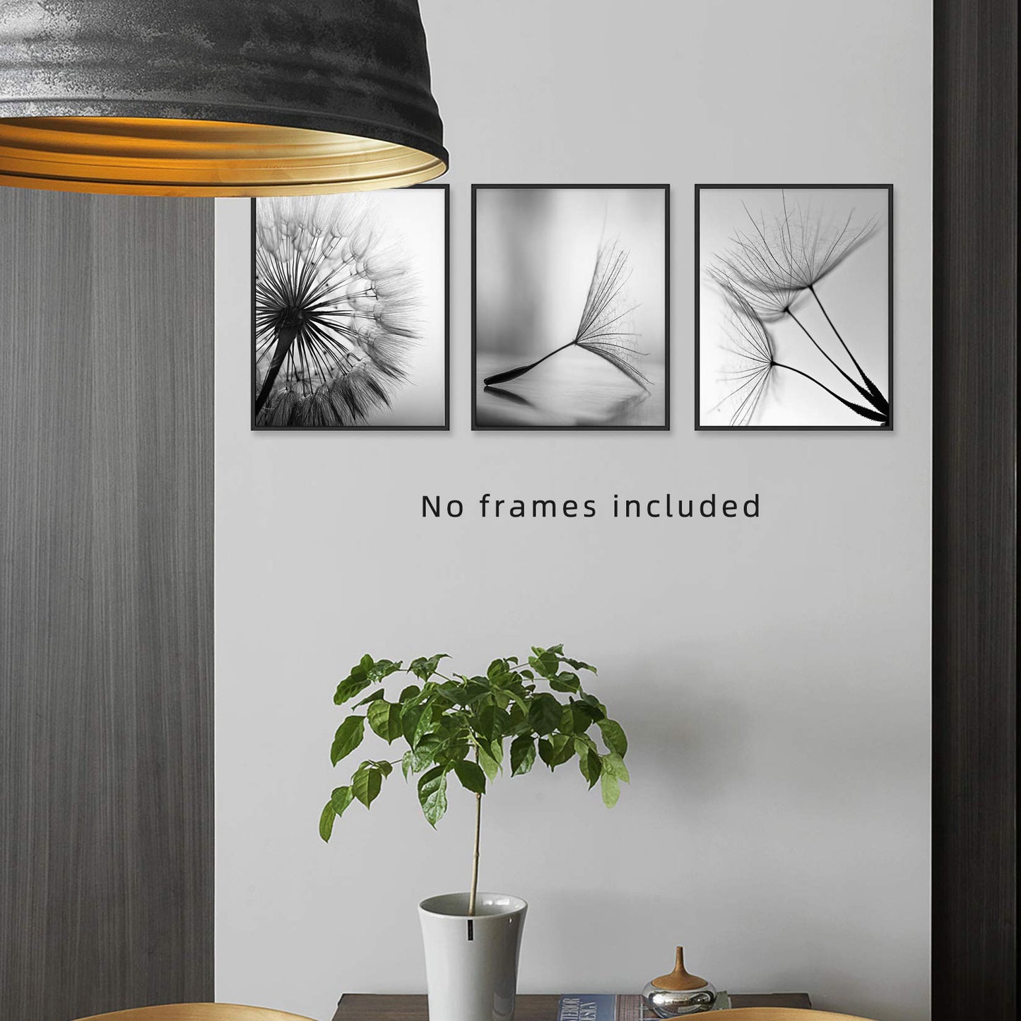 Black and White Wall Art Prints Posters Minimalist Decor, 8x10 Canvas Prints Unframed Set of 3, Plant Posters Aesthetic for Living Room