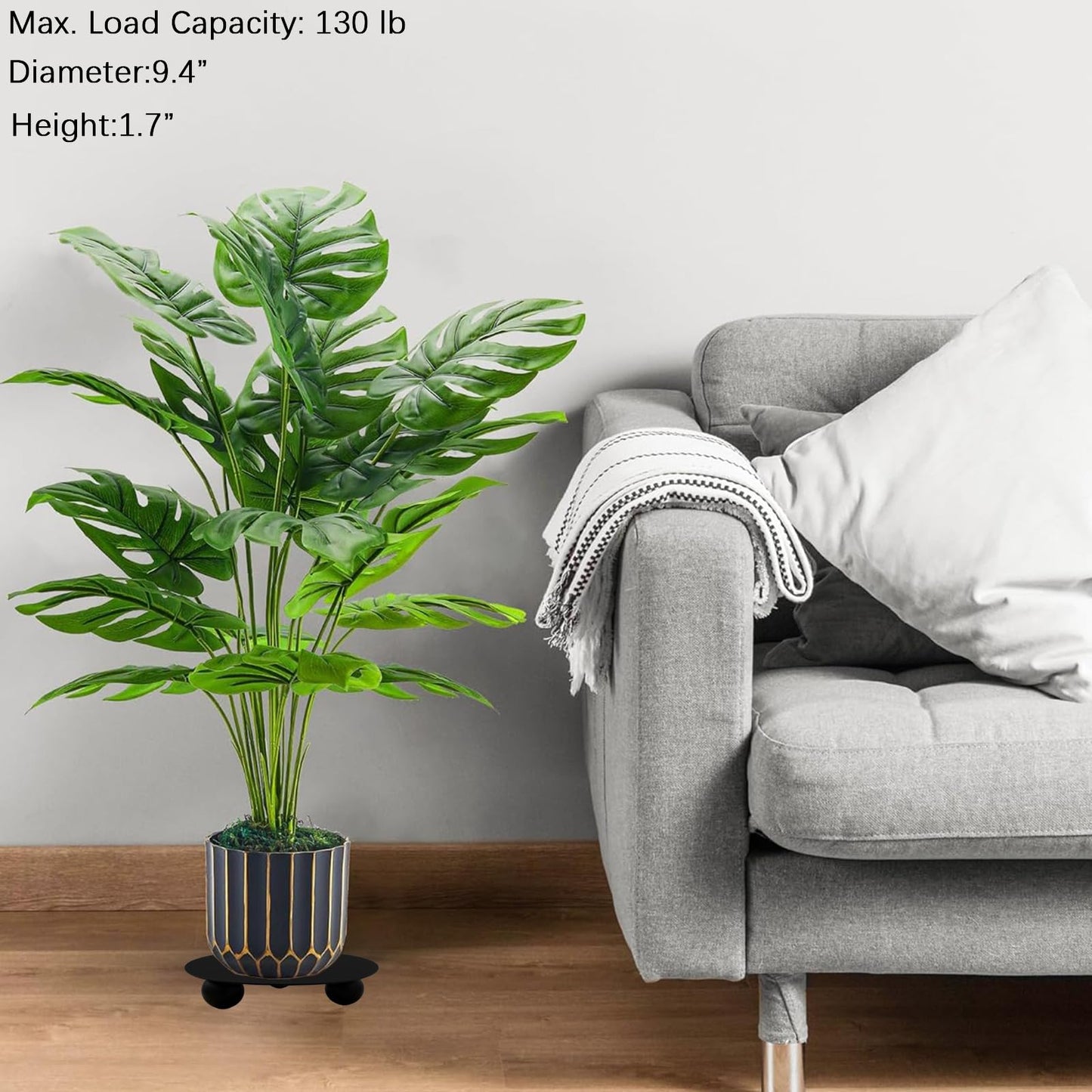 Silintion Heavy Duty Short Metal Plant Stand 2 Pack Simple Plant Stand Plant Riser Indoor Outdoor for Heavy Plant Pots Corner Plant Holders -Gifts for Plant Lovers-Black