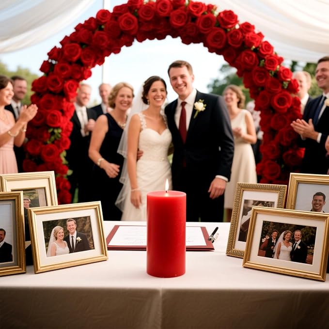 Red Unscented Pillar Candles 3-Pack ??Dripless & Smokeless, Long-Burning Thick Candles (2",3",4" Heights) for Weddings, Home Decor & Serene Ambiance