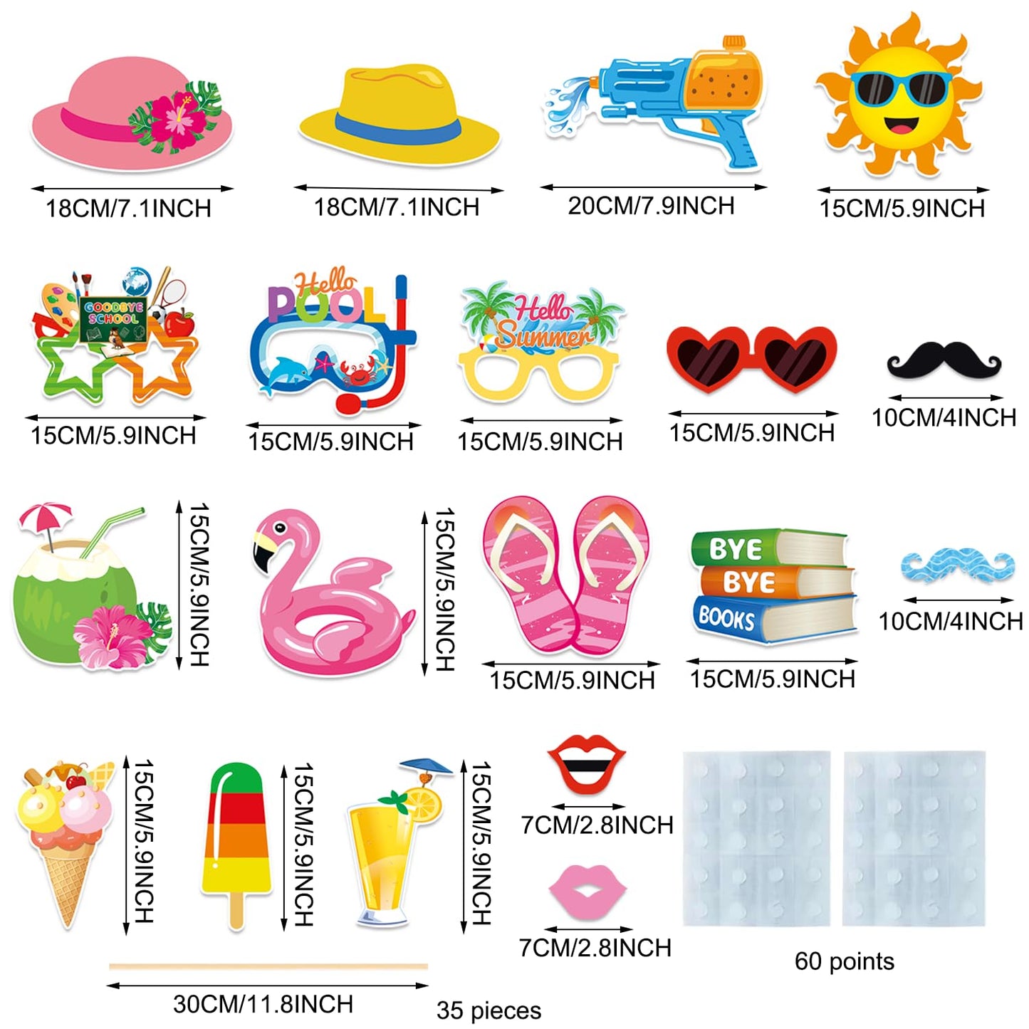 School's Out for Summer Photo Props Last Day of School Decorations Peace Out School Hello Summer Photo Booth Props Goodbye School Hello Pool Summer Vacation Party Decoration Supplies 35 Pieces
