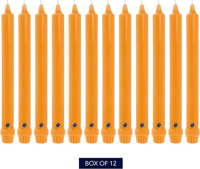 Colonial Candle Unscented Taper Candle, Classic Collection, Caramel, 12 in, Pack of 12 - Up to 10 Hours Burn