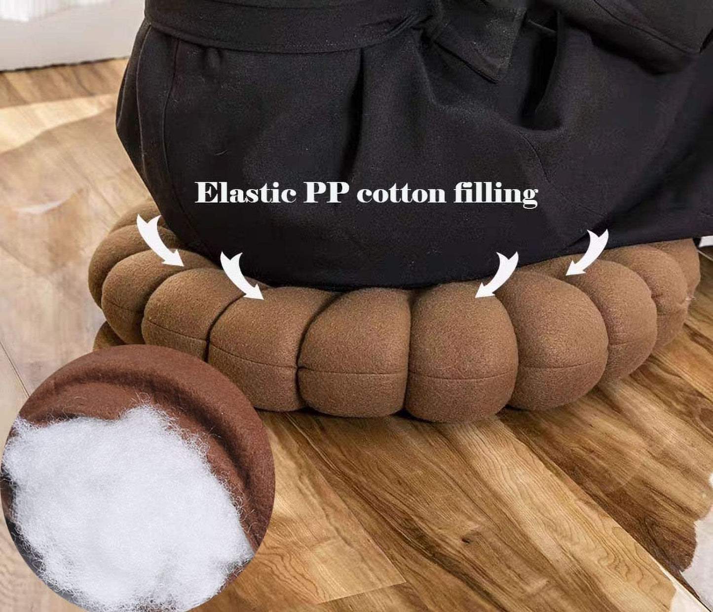 IXITON Biscuit Shaped Meditation Cushion seat Cushion Round Cookie Chair Pad Square Floor Pillow Cushion for Chair Living Room Balcony Office Sofa Yoga 16inch（40cm） (Round, Brown)