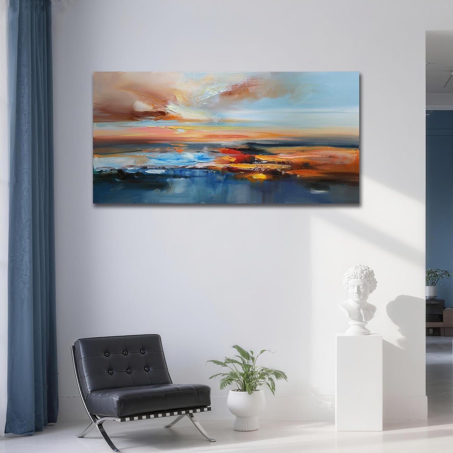 Brushart Abstract Wall Art Large Landscape Canvas Wall Art Pictures Paintings Wall Decor Living Room Textured Artwork for Dining Room Walls Bedroom Home Office, 48"x24"